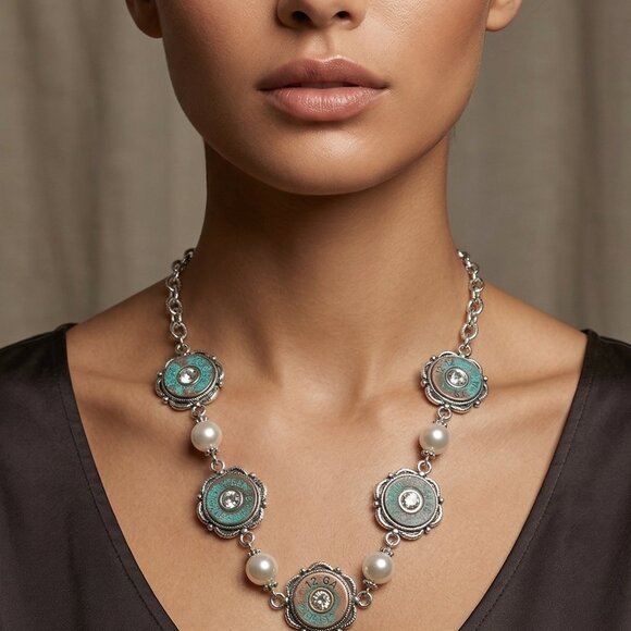 Turquoise Patina Shell Casing Necklace - Picture 4 of 4